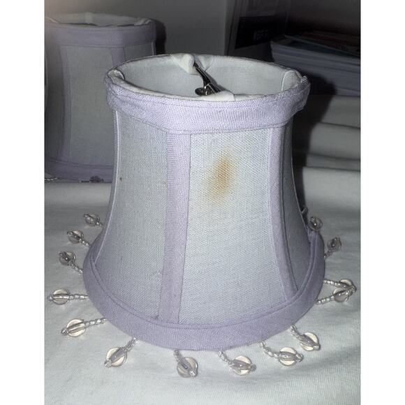 Pottery Barn Clip On Chandelier Shades Lavender Beaded Bell Set 5 - Picture 3 of 8